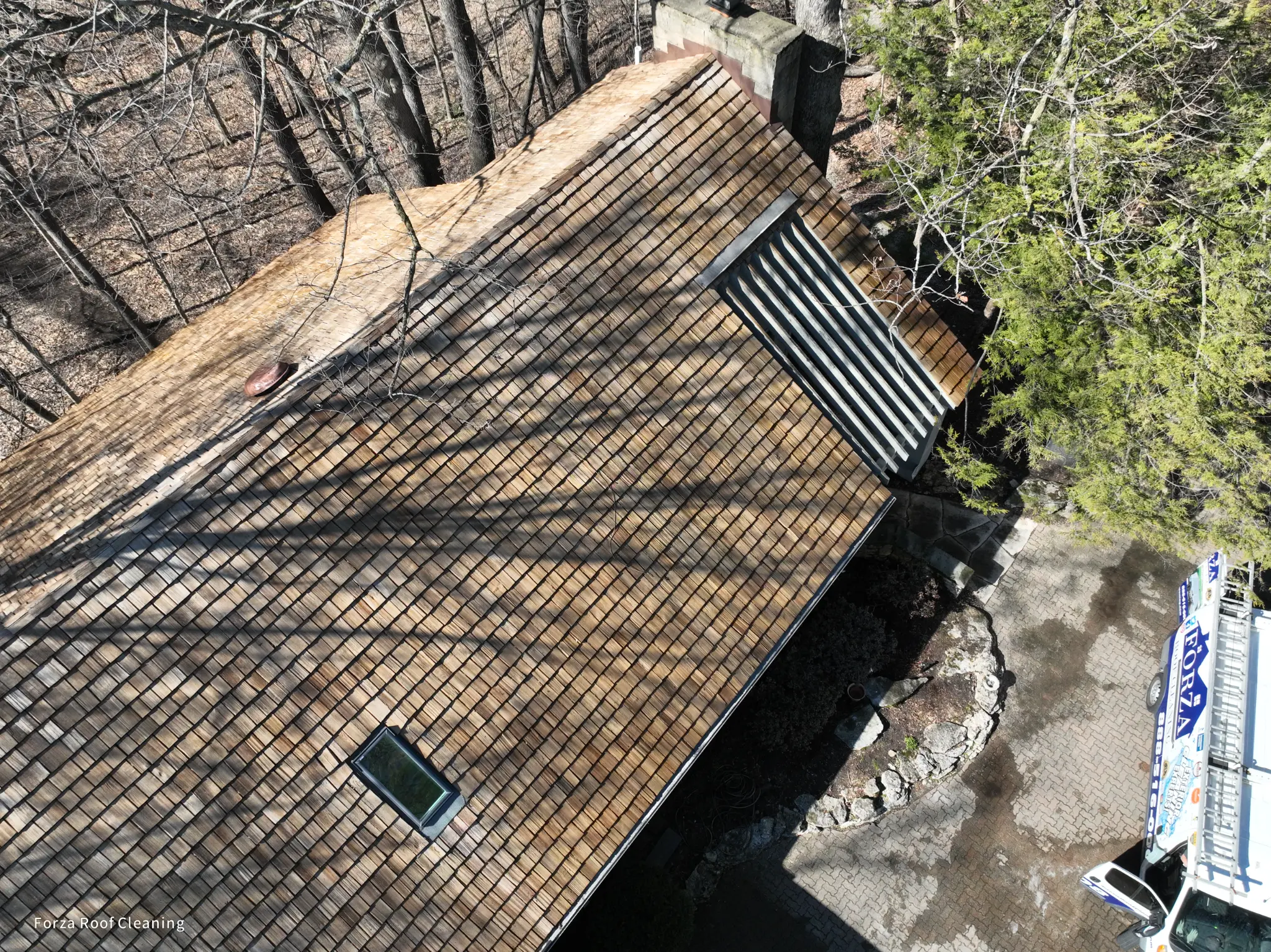 After cedar roof cleaning - restored cedar shake roof on Dublin home