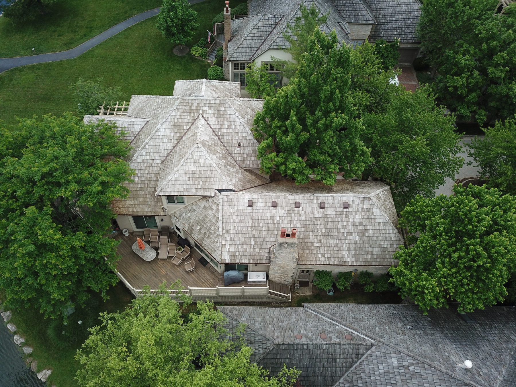 Cedar shake roof after cleaning - trailside home Muirfield Village Dublin Ohio
