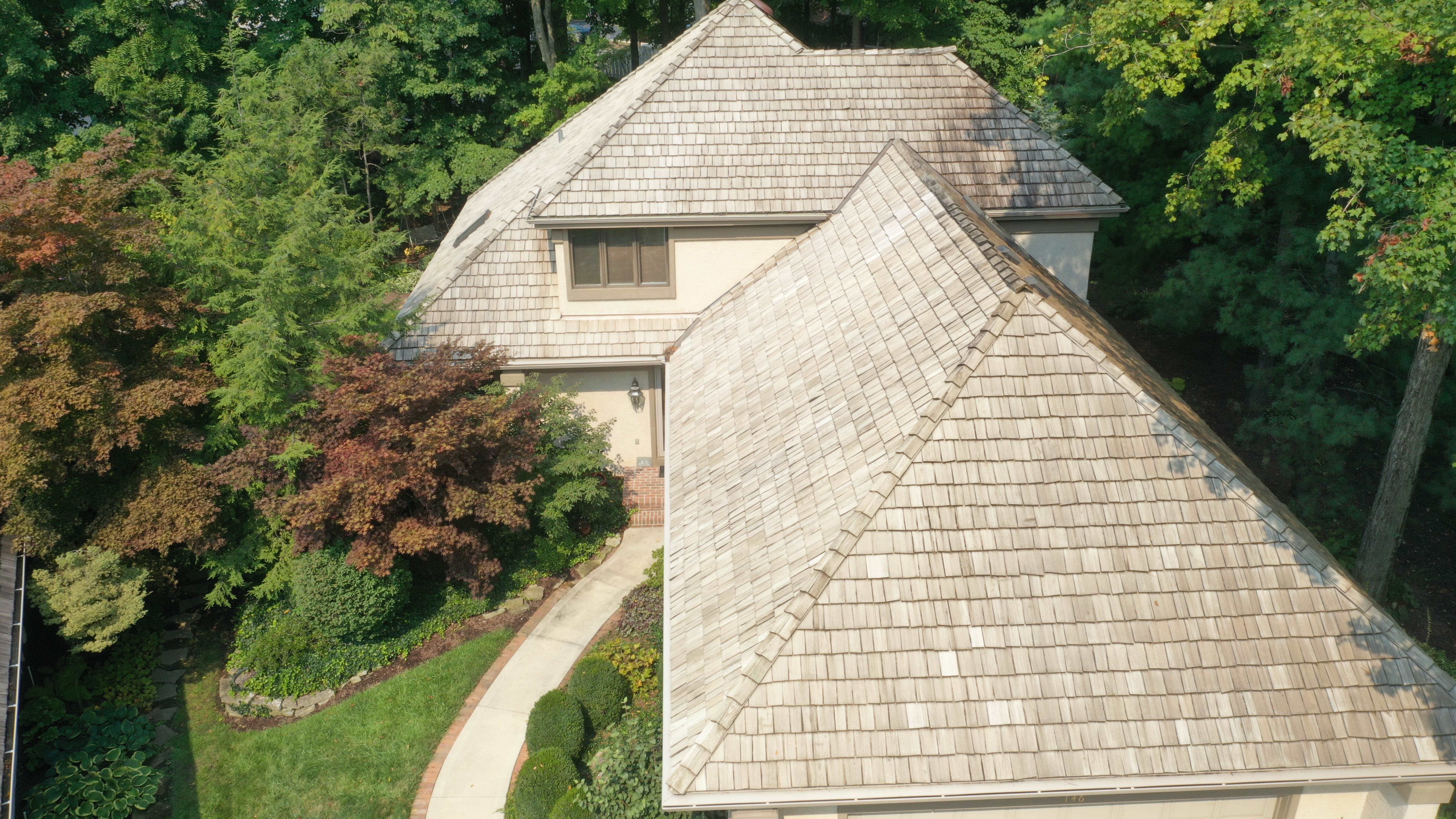 Cedar shake roof after cleaning