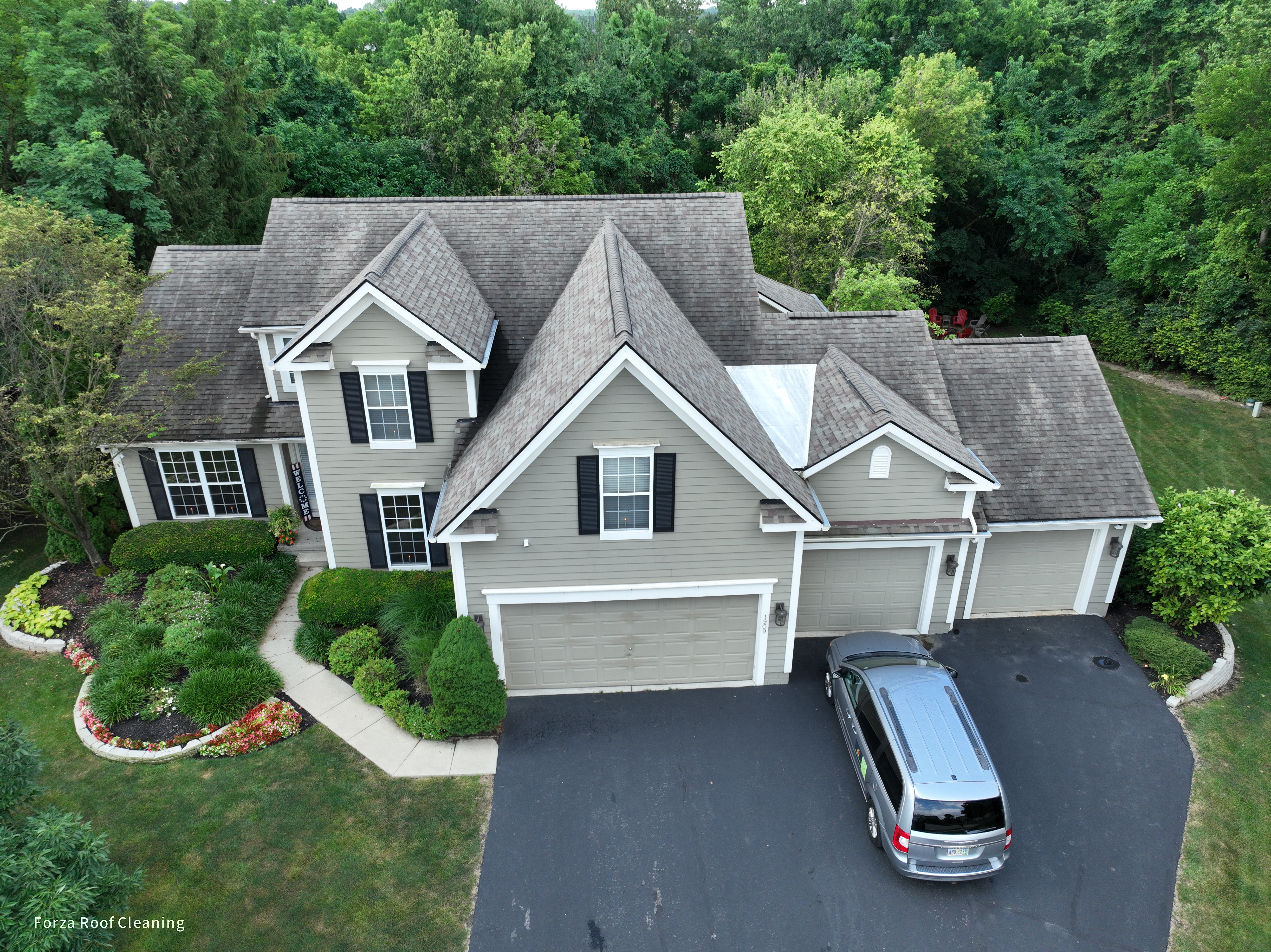 Before roof cleaning in Grove City Ohio