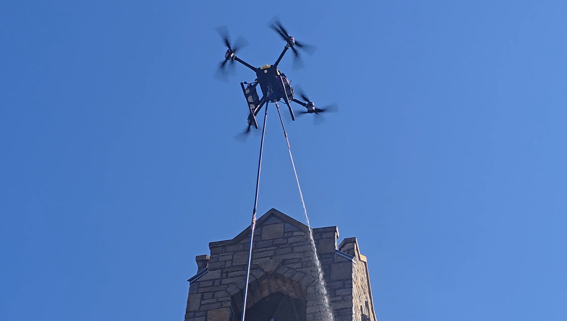Drone roof washing service in Powell