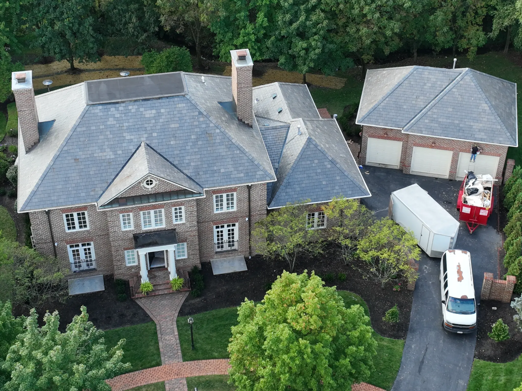 After slate roof cleaning - restored slate roof on estate home in New Albany Ohio